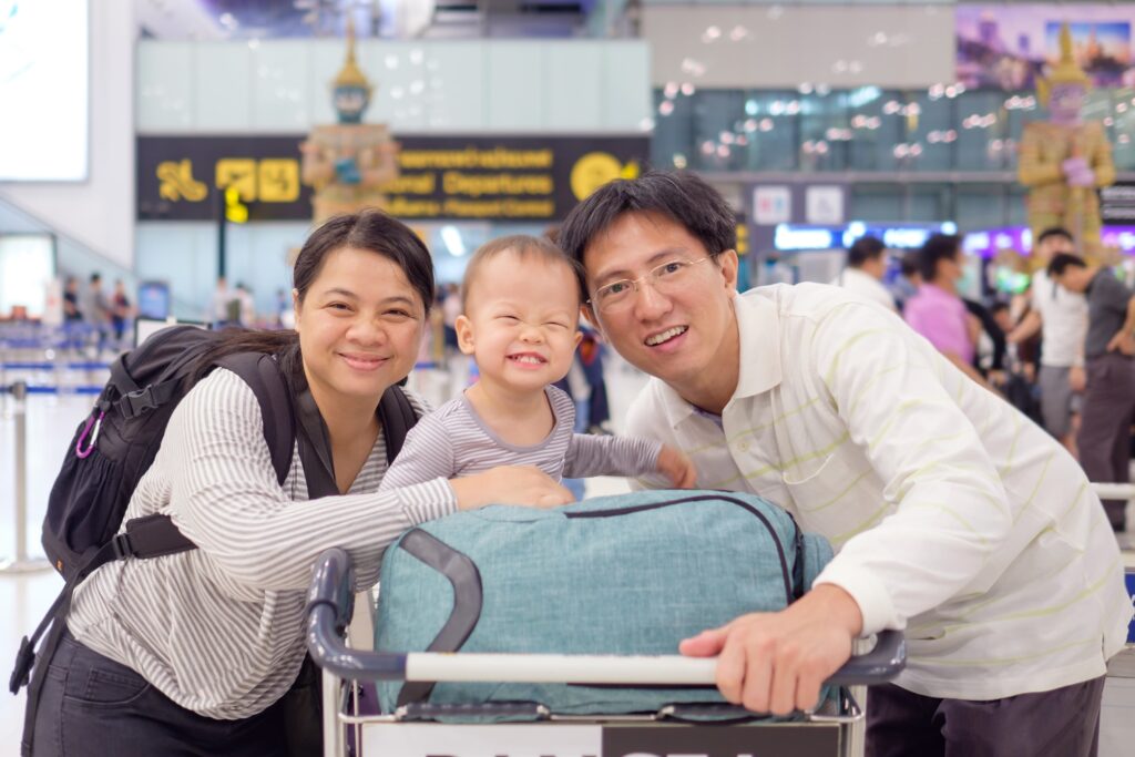 Family at Bangkok airport